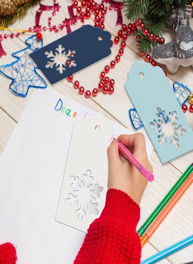 Whaline 120Pcs Winter Paper Gift Tags Blue Snowflake Present Tags with 98Ft Twine Rope Xmas Kraft Paper Hanging Label Name Tags for Gift Party Favor Wrapping Decoration - Image 5